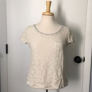 Gray and White Lacey T-Shirt